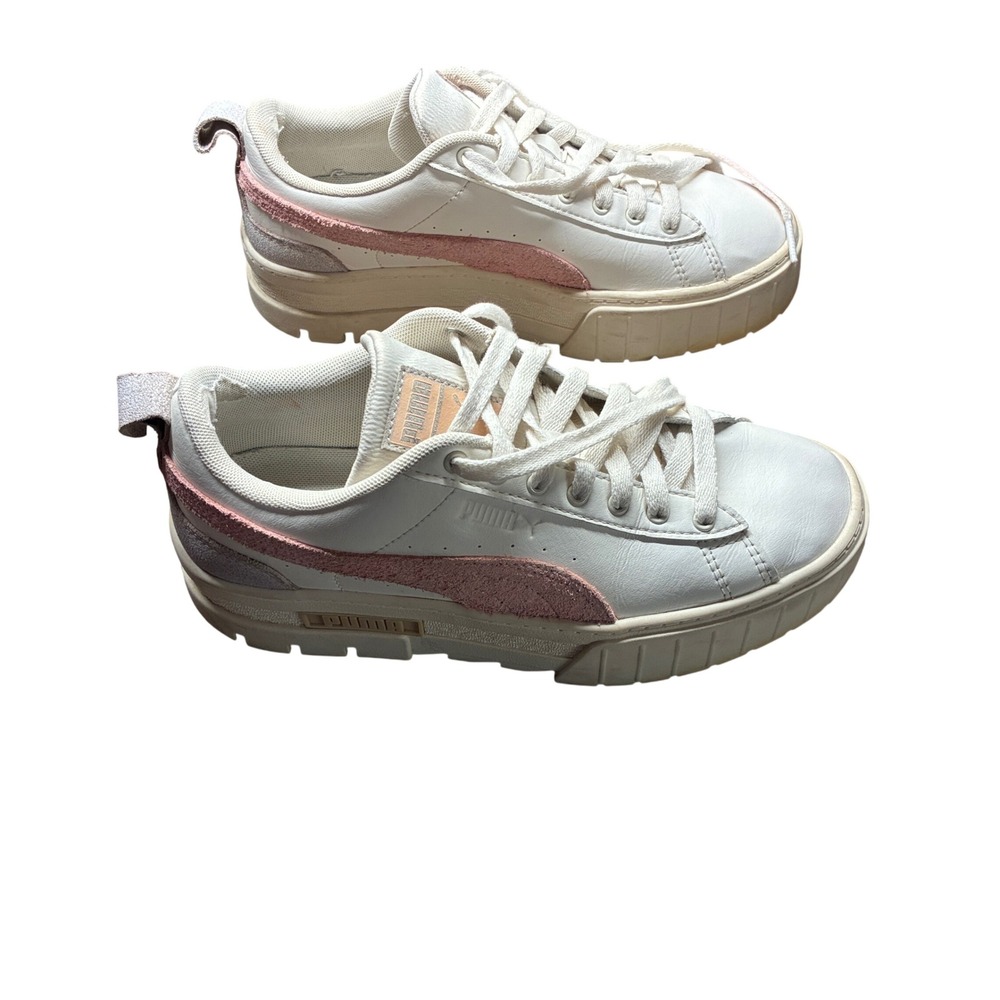 Chunky Puma sneakers white and pale pink women's size 8.5‎ streetwear minimalist